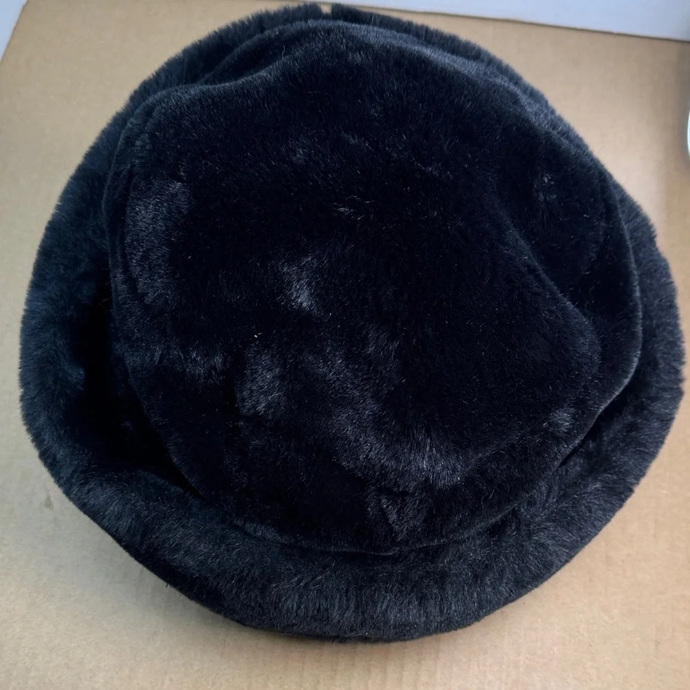 Faux Fur Black Russian Style Winter Hat Beanie